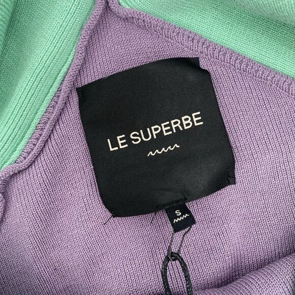 Le Superbe Dragon Fruit Purple Mint Ribbed Knit Halter Midi Dress Sz Small - Picture 9 of 14